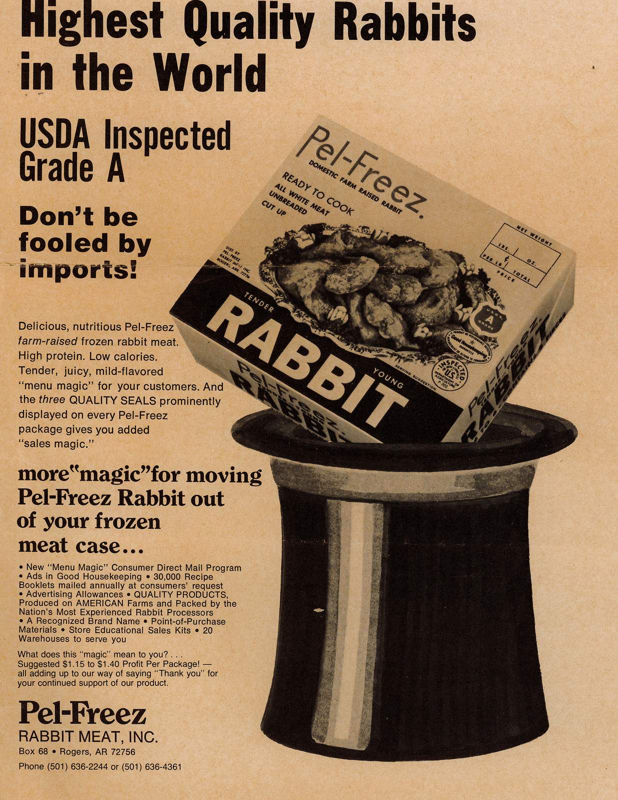 “Highest Quality Rabbits in the World”: Frozen Food Age trade advertisement