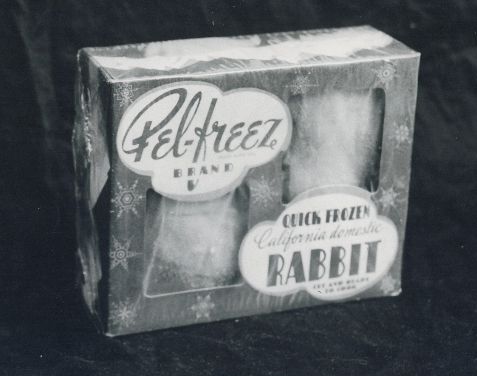 Pel-Freez Brand quick-frozen California domestic rabbit, 1940s