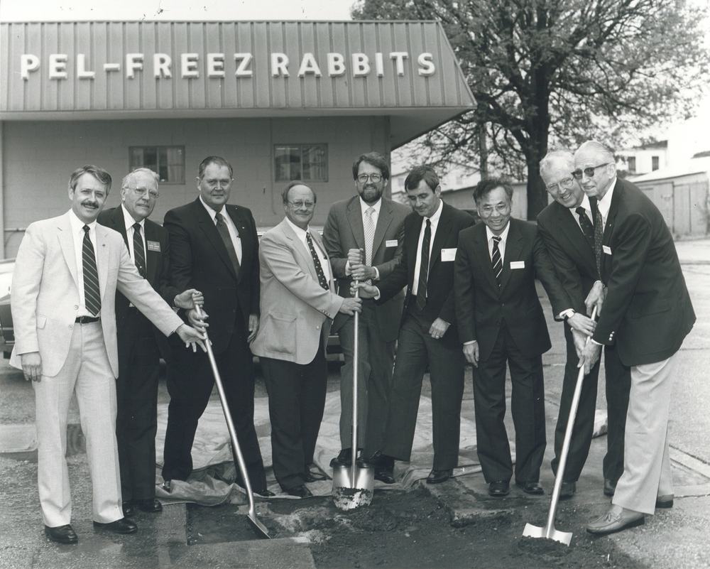 Groundbreaking for a plant expansion in Rogers, 1987