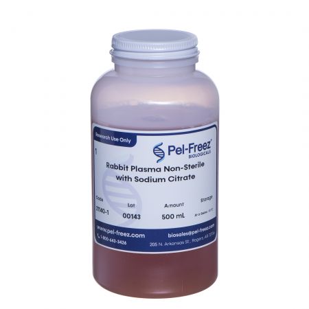 Poly bottle of young rabbit plasma with sodium citrate