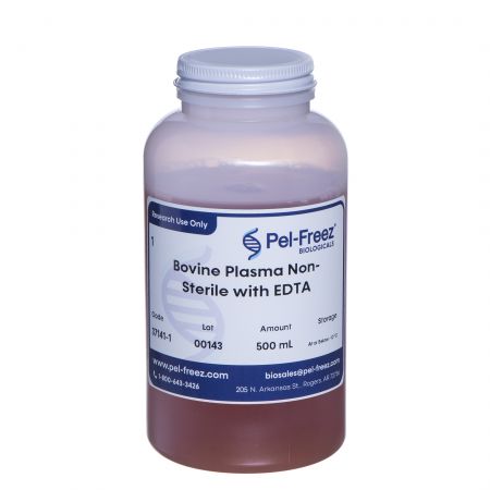 Poly Bottle of non-sterile bovine plasma with EDTA