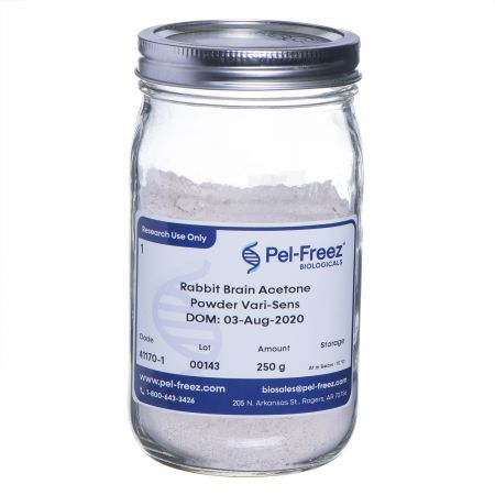 Glass jar of Rabbit Brain Acetone Powder Varisens
