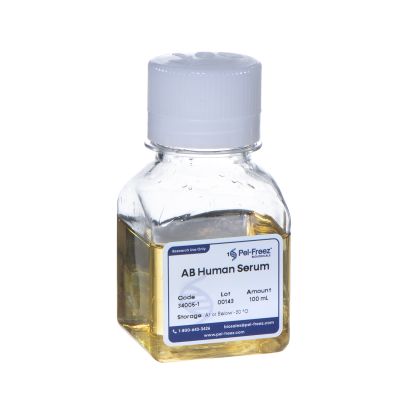 Poly bottle of Type AB human serum from male donors