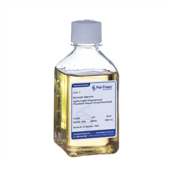 Poly bottle of human immunoglobulin depleted serum
