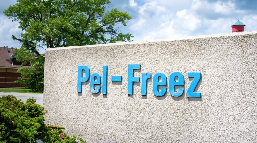 Pel-Freez company sign outside of their building